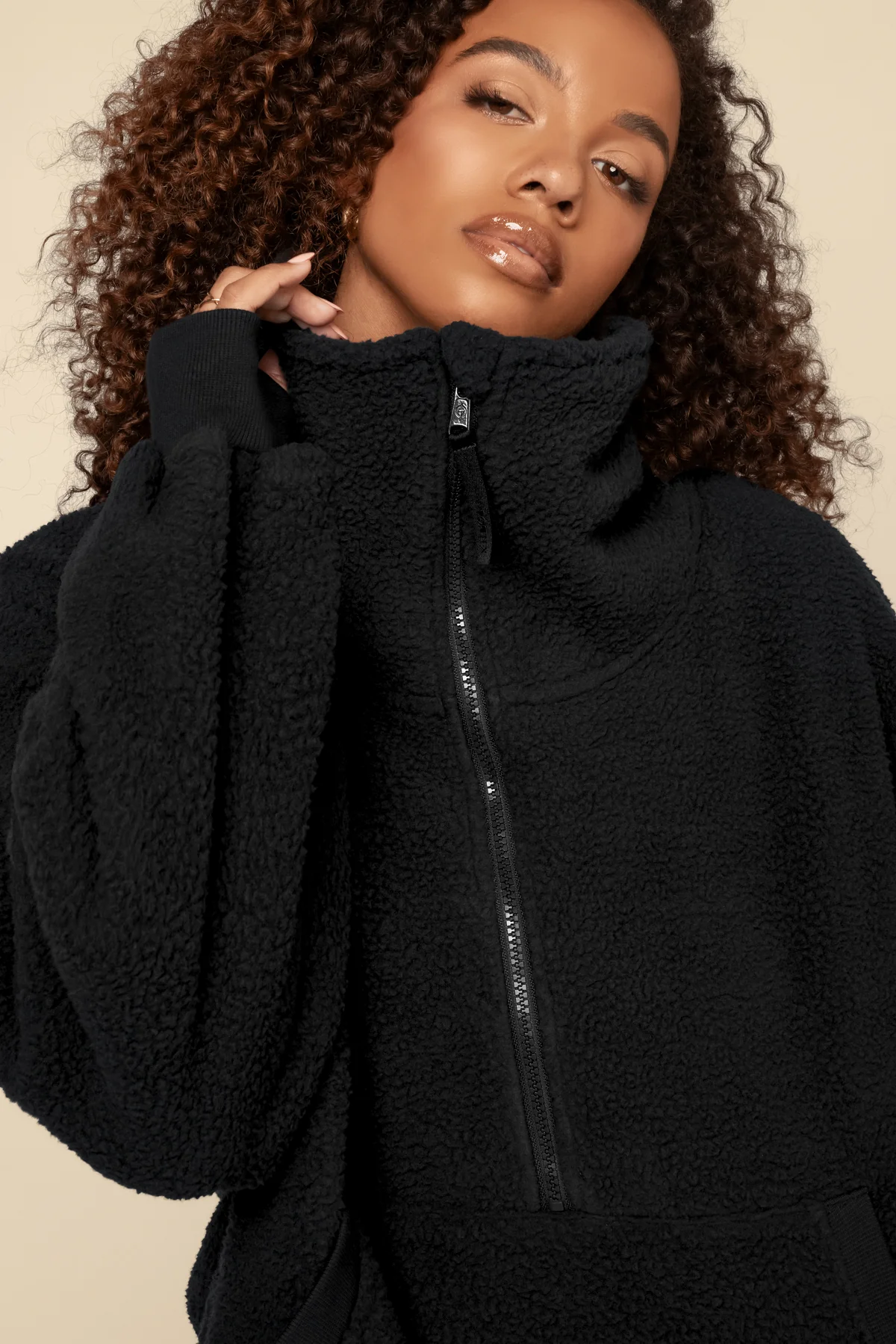 Big Hug Fleece Half Zip Sweater - Black - Image 5