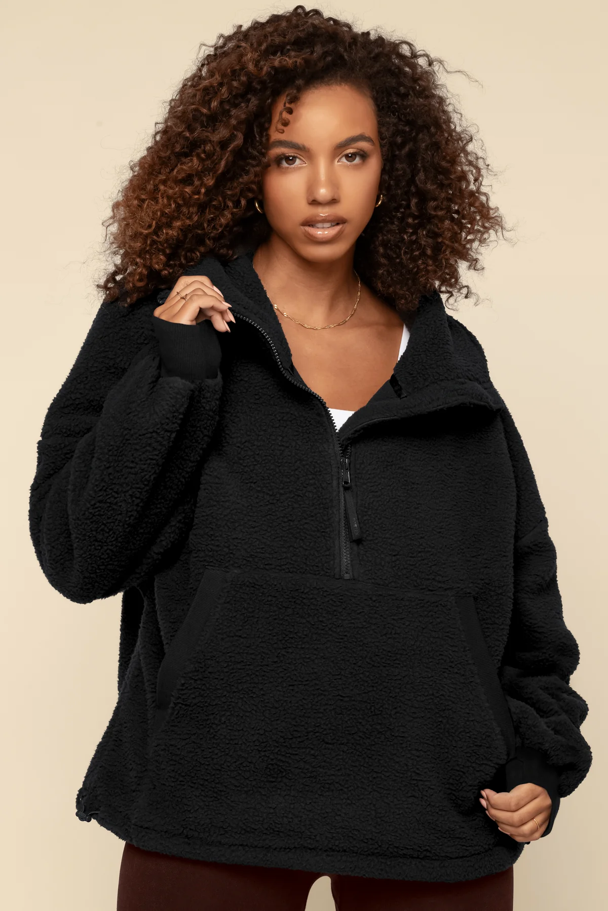Big Hug Fleece Half Zip Sweater - Black - Image 8