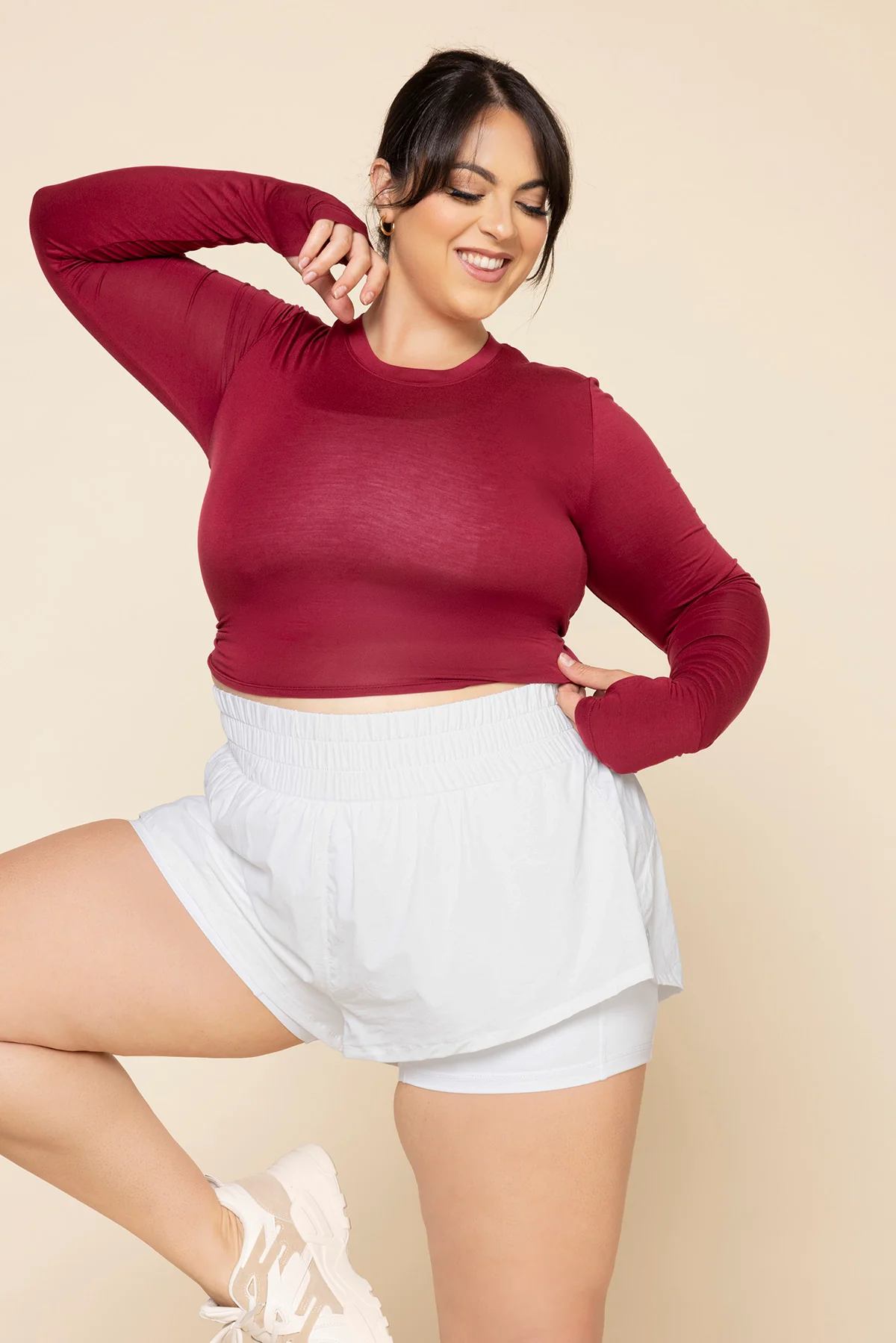 Bow Back Reversible Long Sleeve Top - Ruby - Image 3
