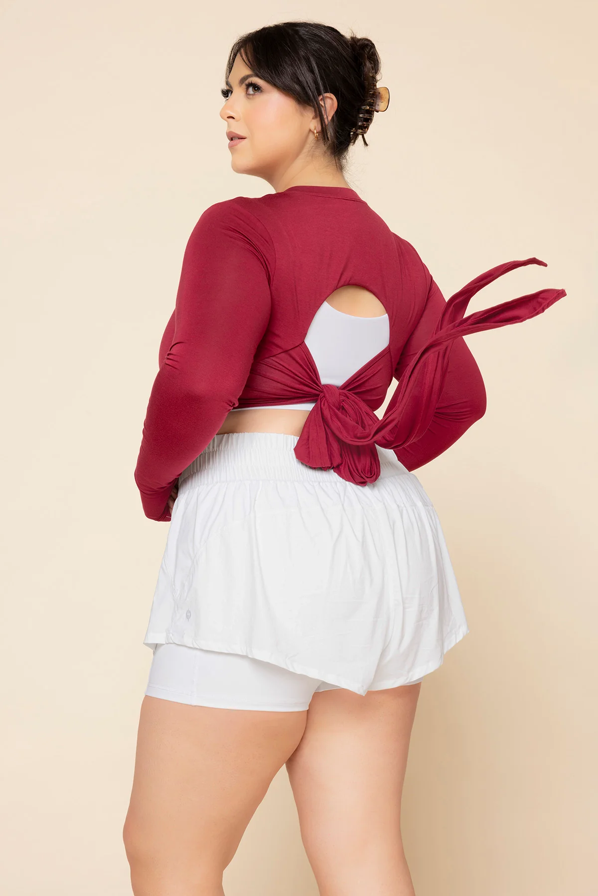 Bow Back Reversible Long Sleeve Top - Ruby - Image 4