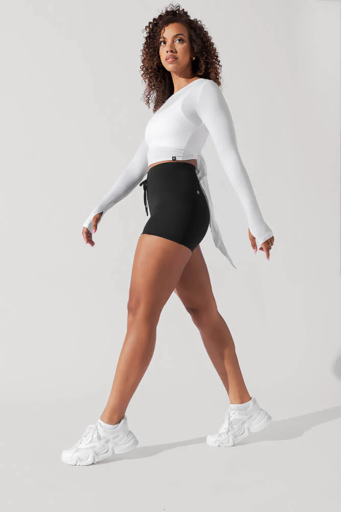 Bow Back Reversible Long Sleeve Top - White - Image 4