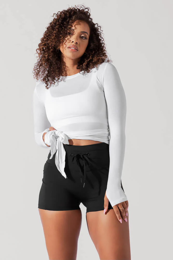 Bow Back Reversible Long Sleeve Top - White - Image 6