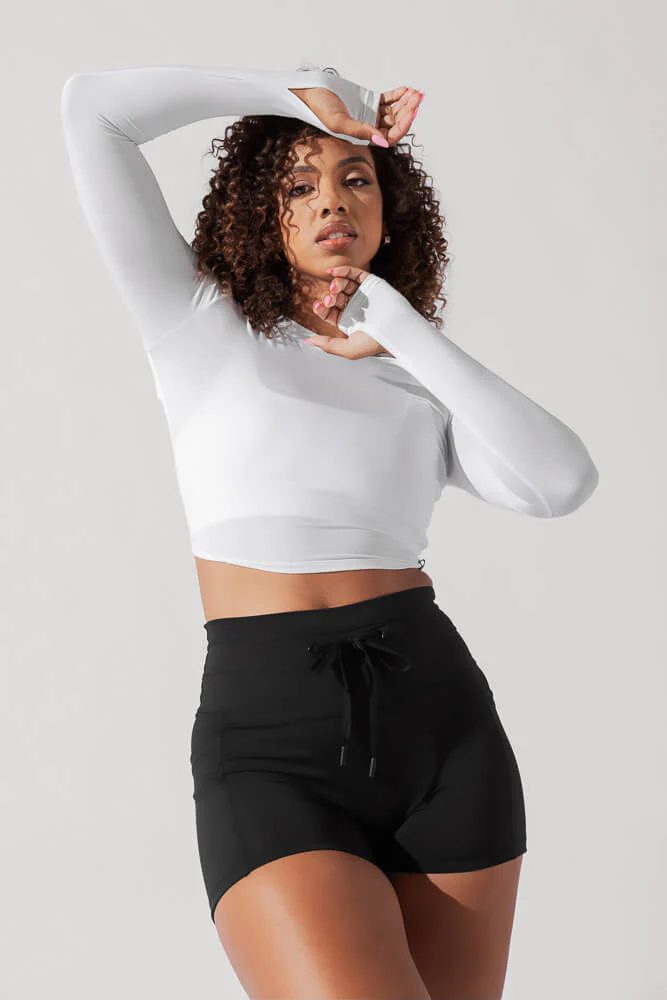 Bow Back Reversible Long Sleeve Top - White - Image 7