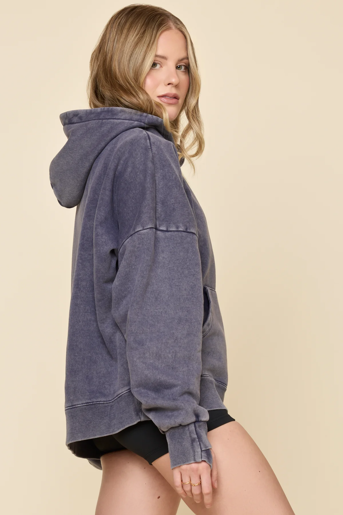 Boxy Boyfriend Hoodie - Vintage Navy - Image 4