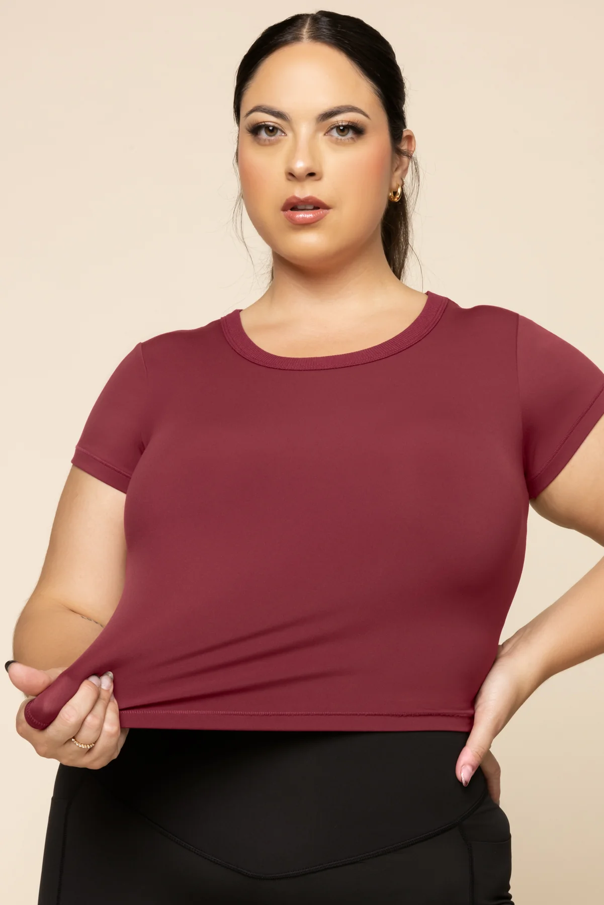 Call Me Baby Tee (Cropped) - Crimson - Image 3