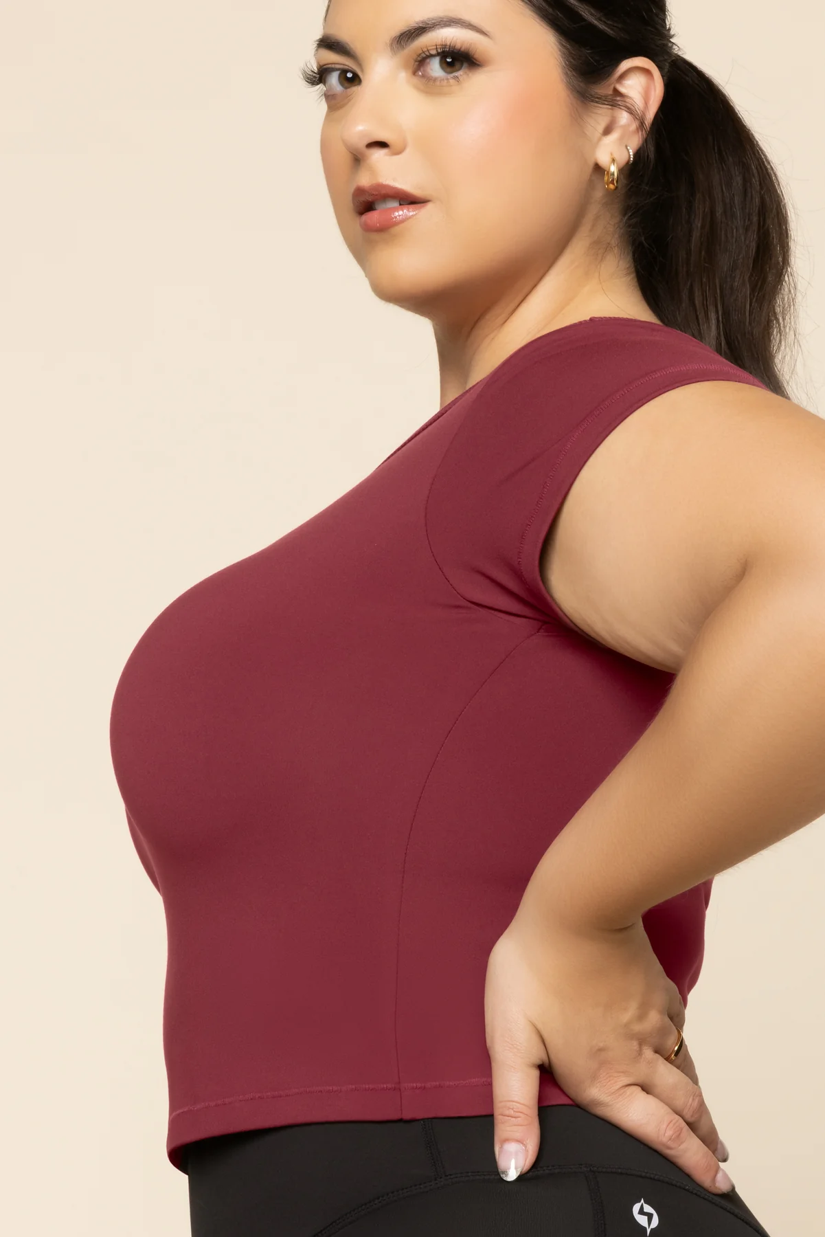 Call Me Baby Tee (Cropped) - Crimson - Image 4