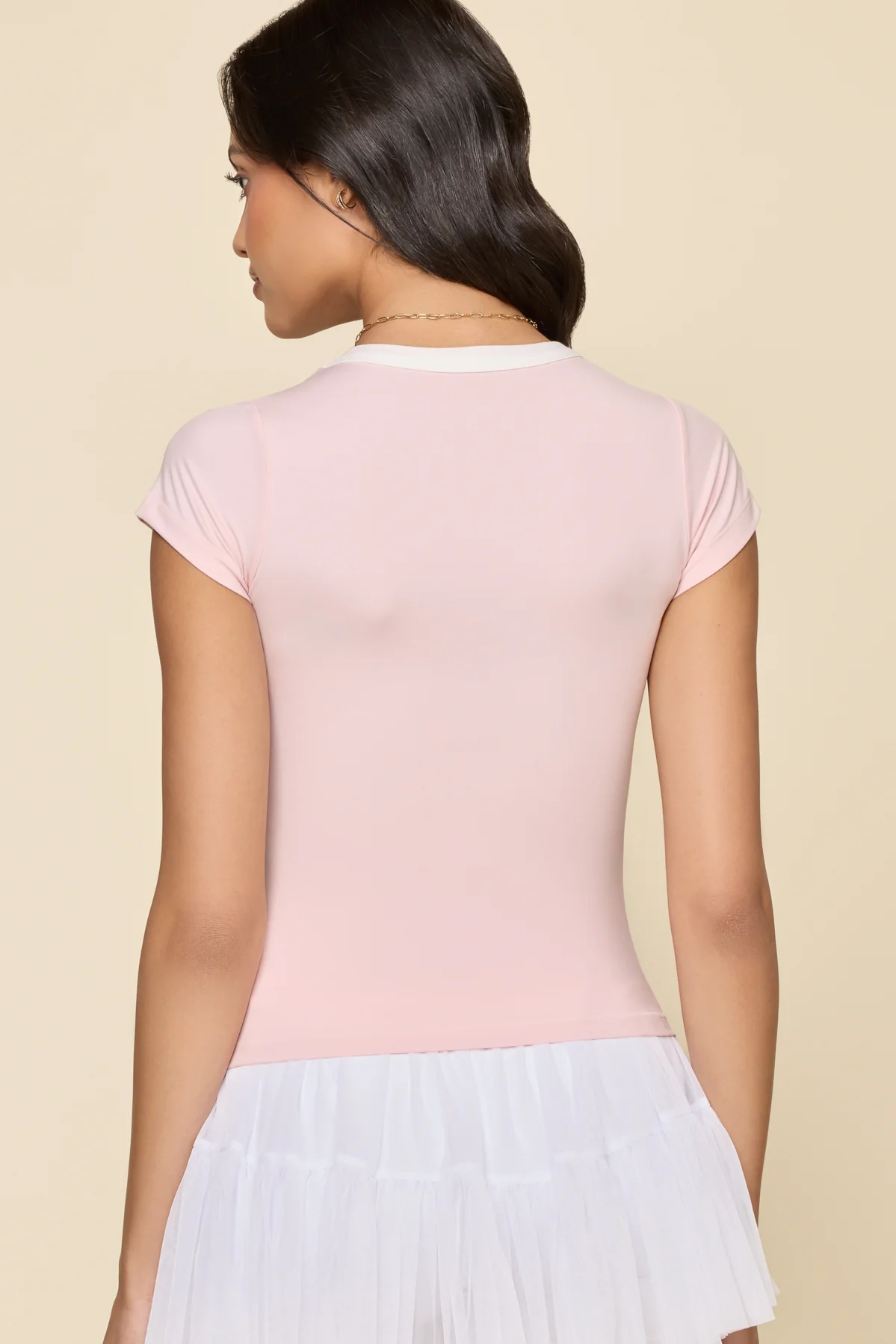 Call Me Baby Ringer Tee - Pink/White - Image 3