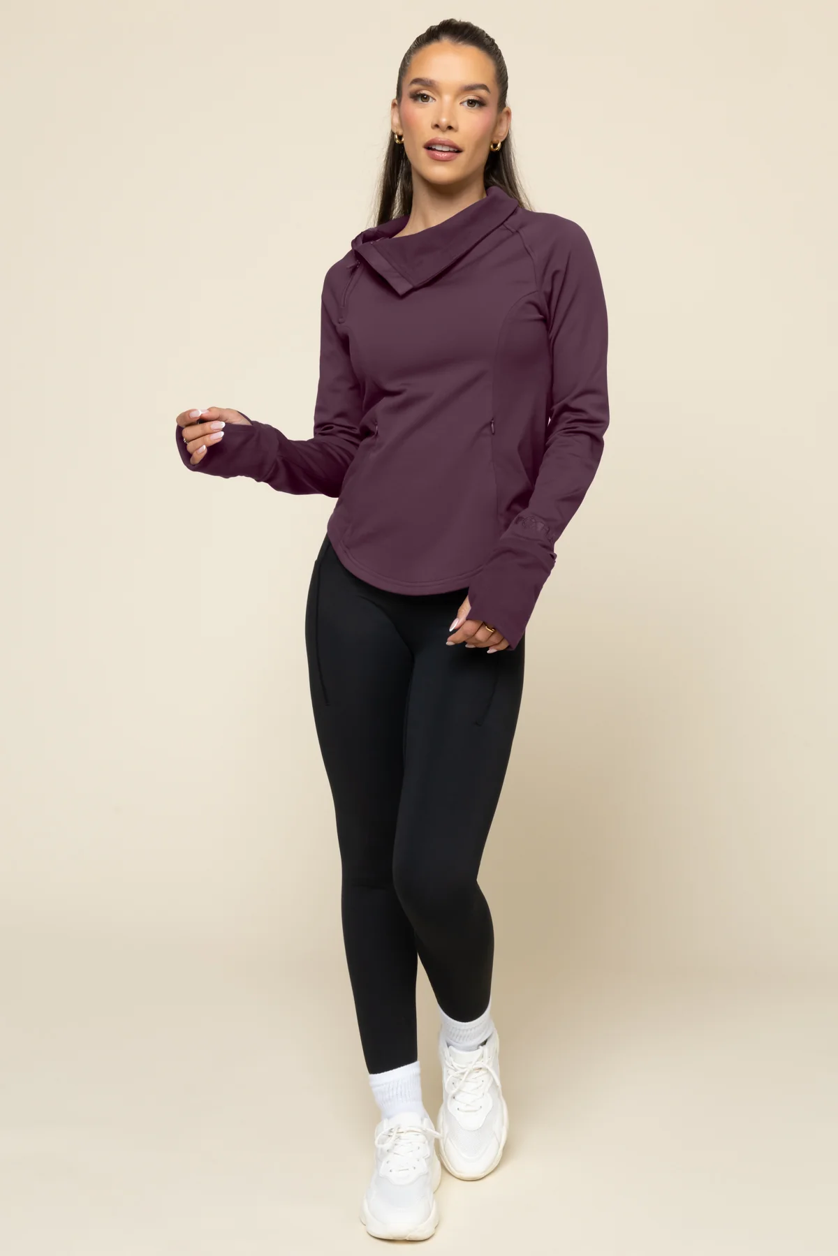 Chasing Pavements Mockneck Pullover - Aubergine - Image 11