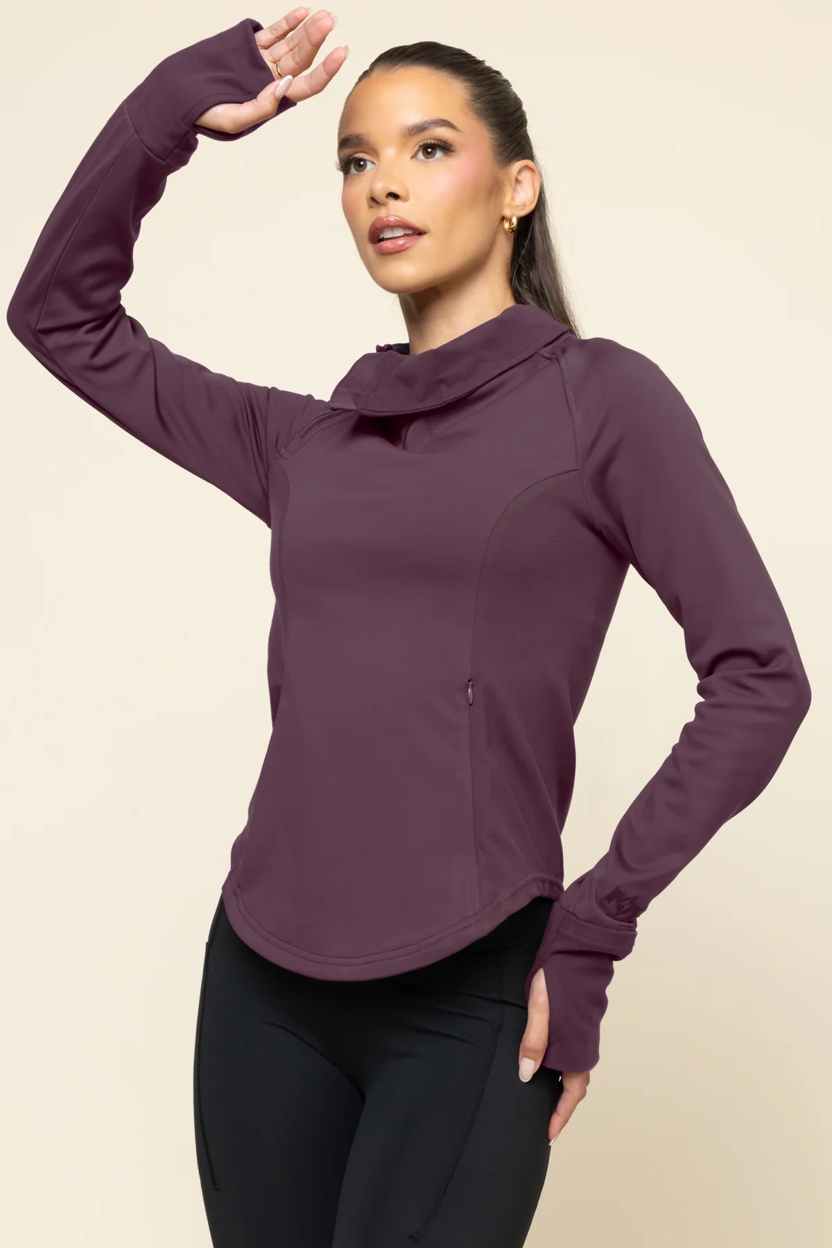 Chasing Pavements Mockneck Pullover - Aubergine - Image 2