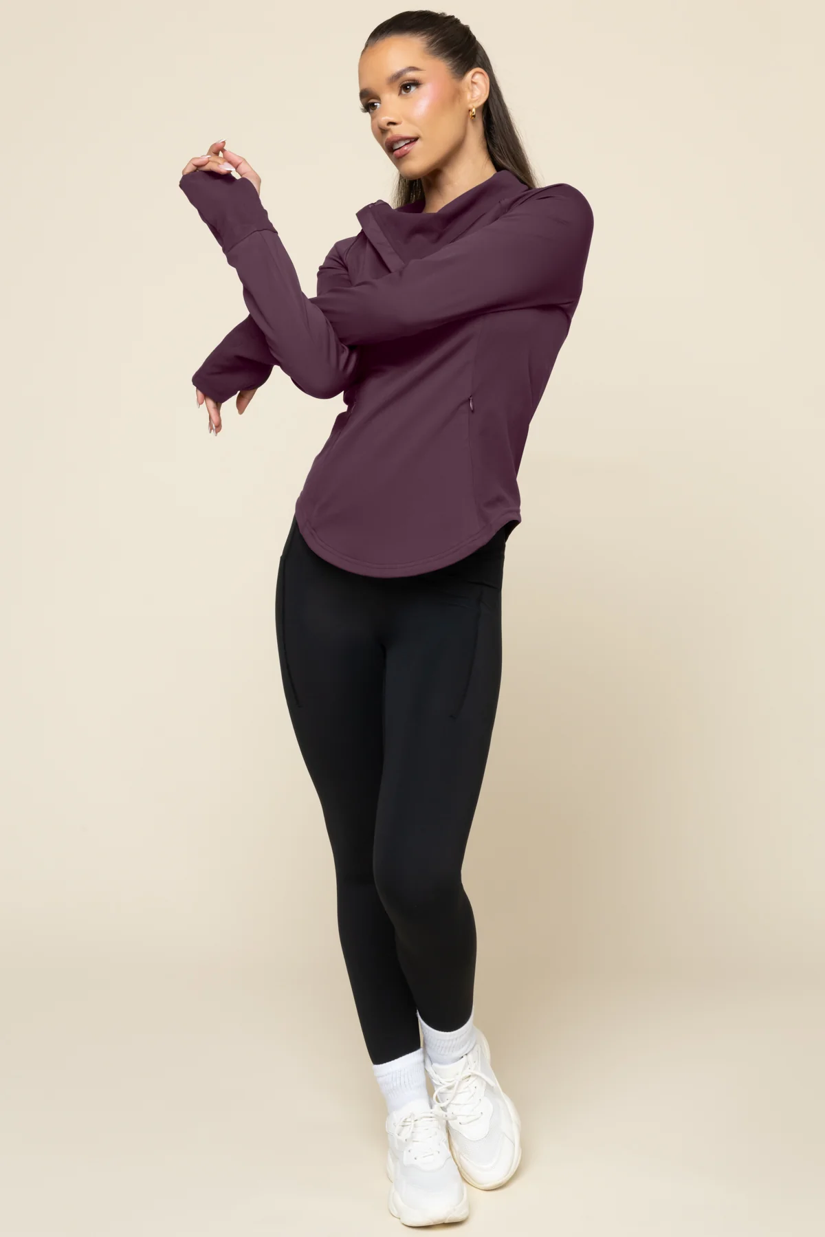 Chasing Pavements Mockneck Pullover - Aubergine - Image 5