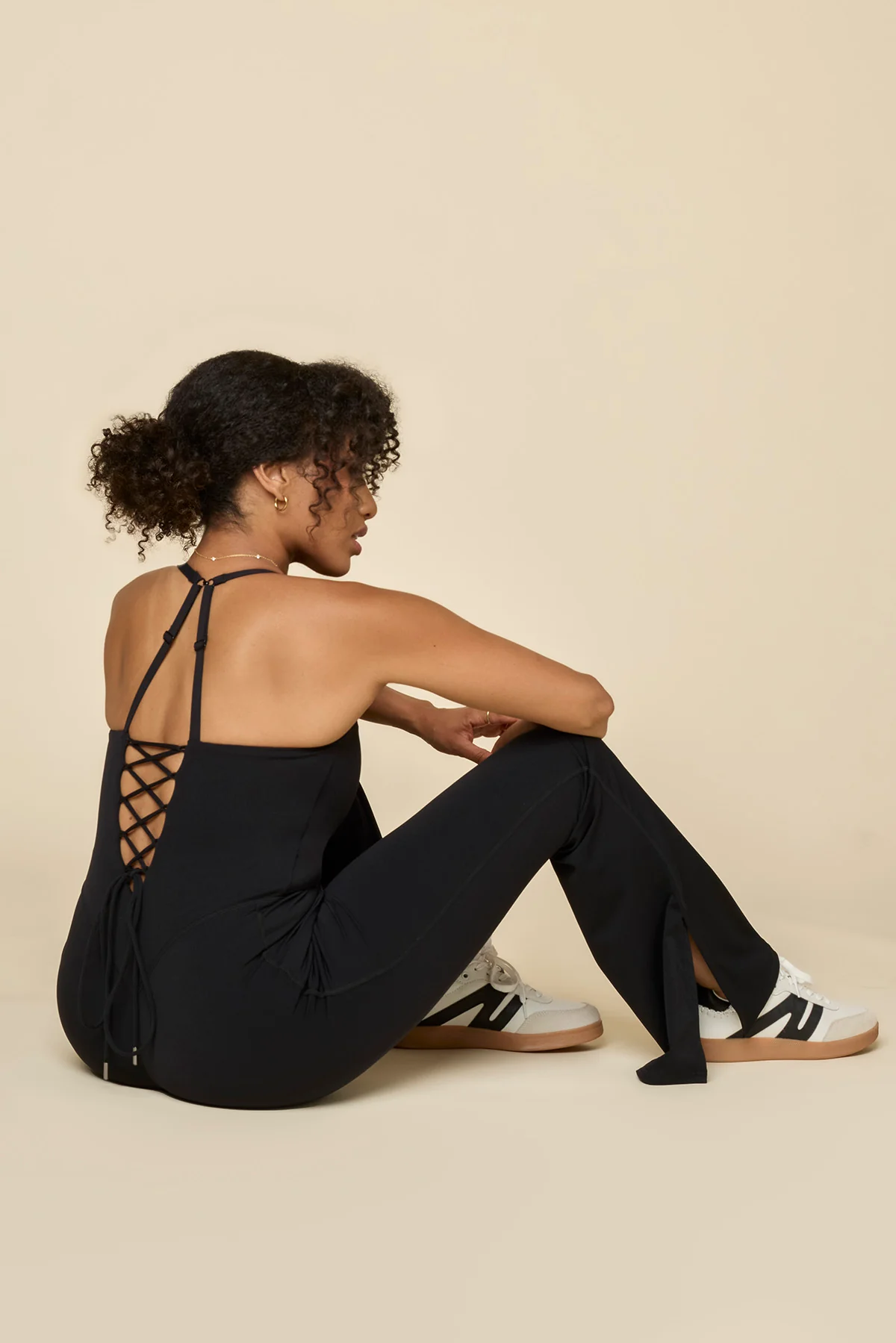 Cinch Up Flare Jumpsuit - Black - Image 3