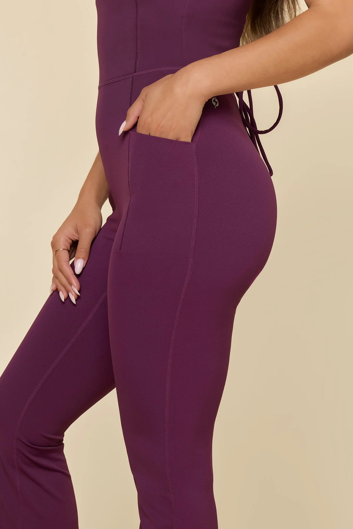 Cinch Up Flare Jumpsuit - Winter Plum - Image 3
