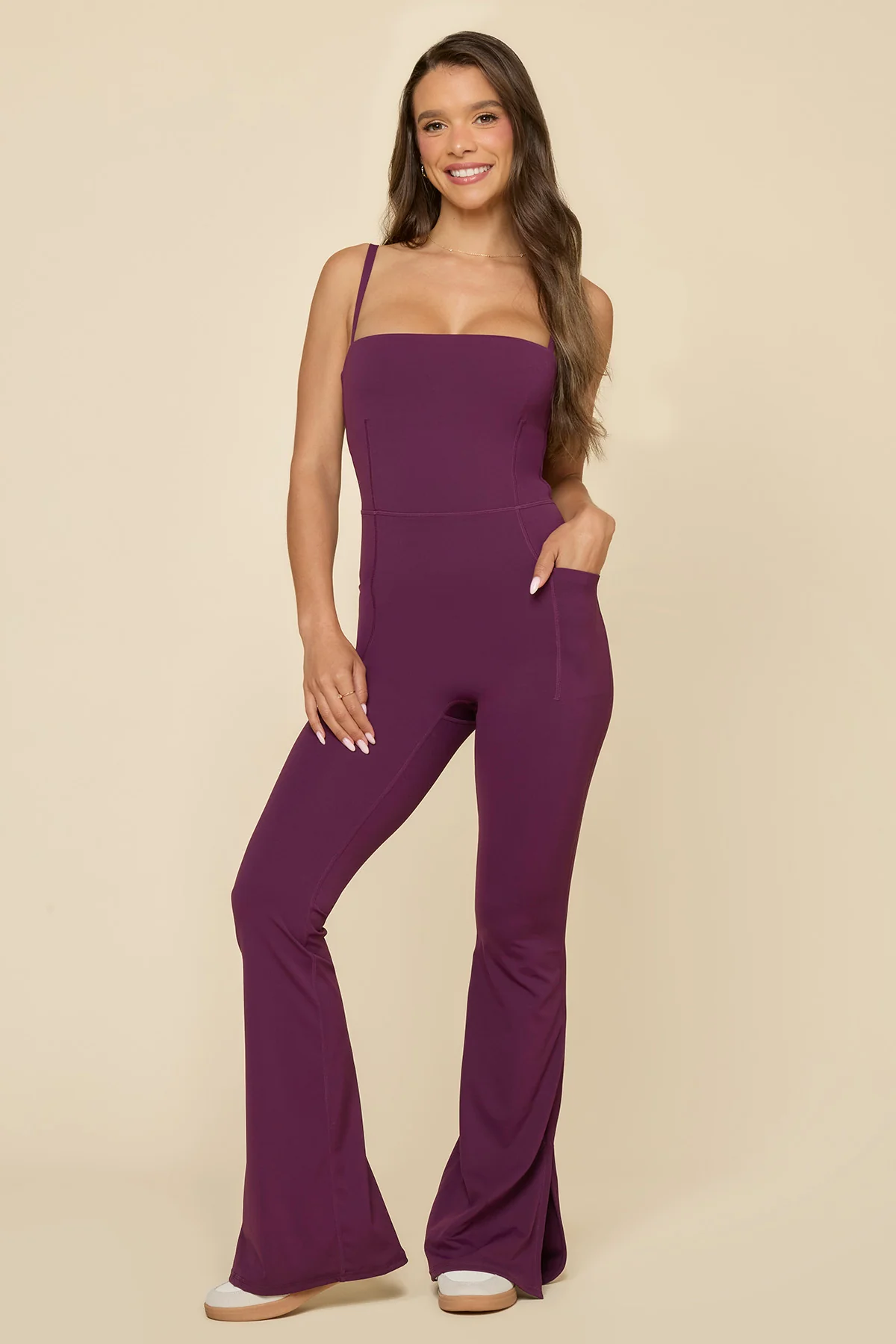 Cinch Up Flare Jumpsuit - Winter Plum - Image 5