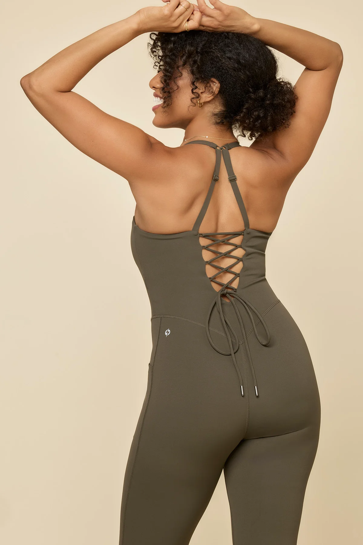 Cinch Up Flare Jumpsuit - Toasted Olive - Image 3