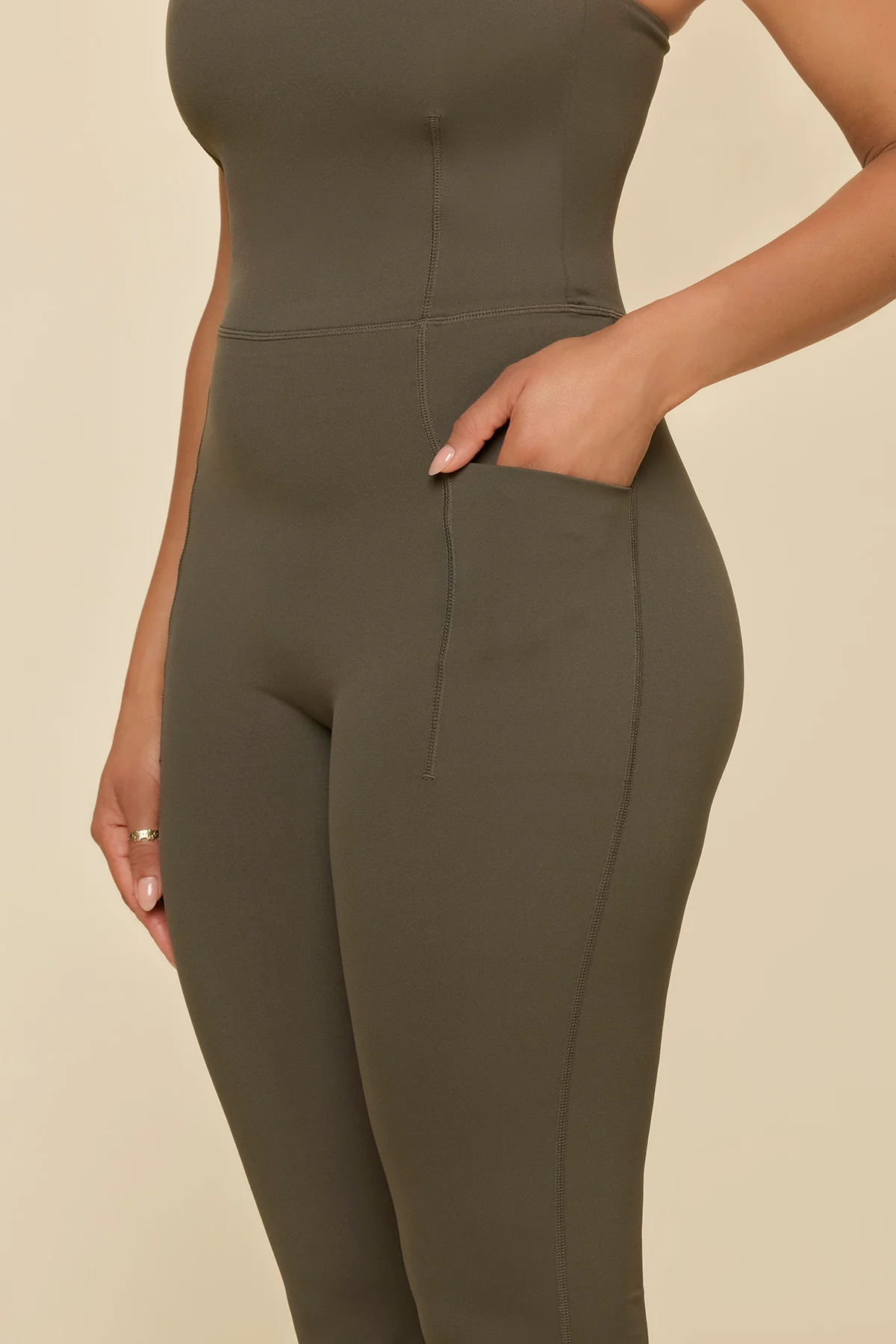 Cinch Up Flare Jumpsuit - Toasted Olive - Image 4