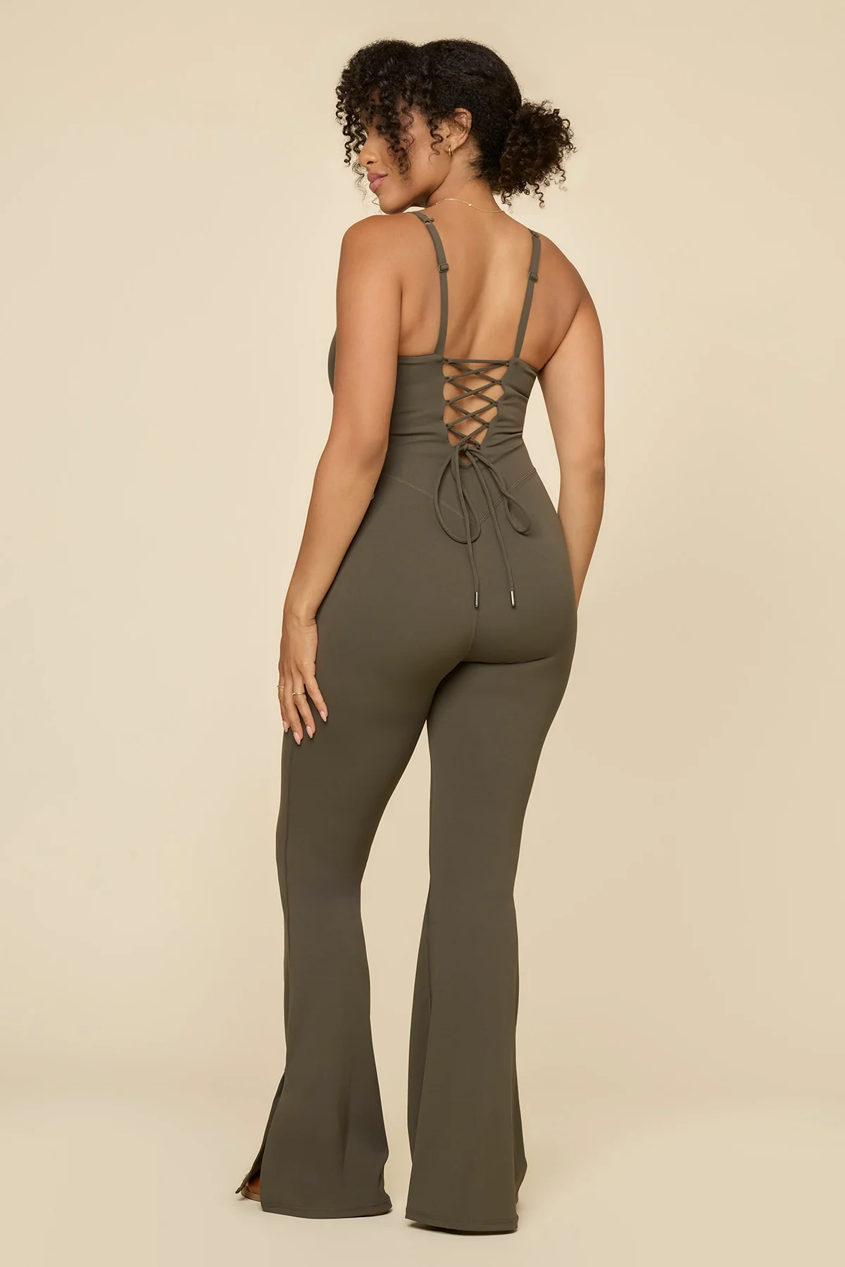 Cinch Up Flare Jumpsuit - Toasted Olive - Image 5
