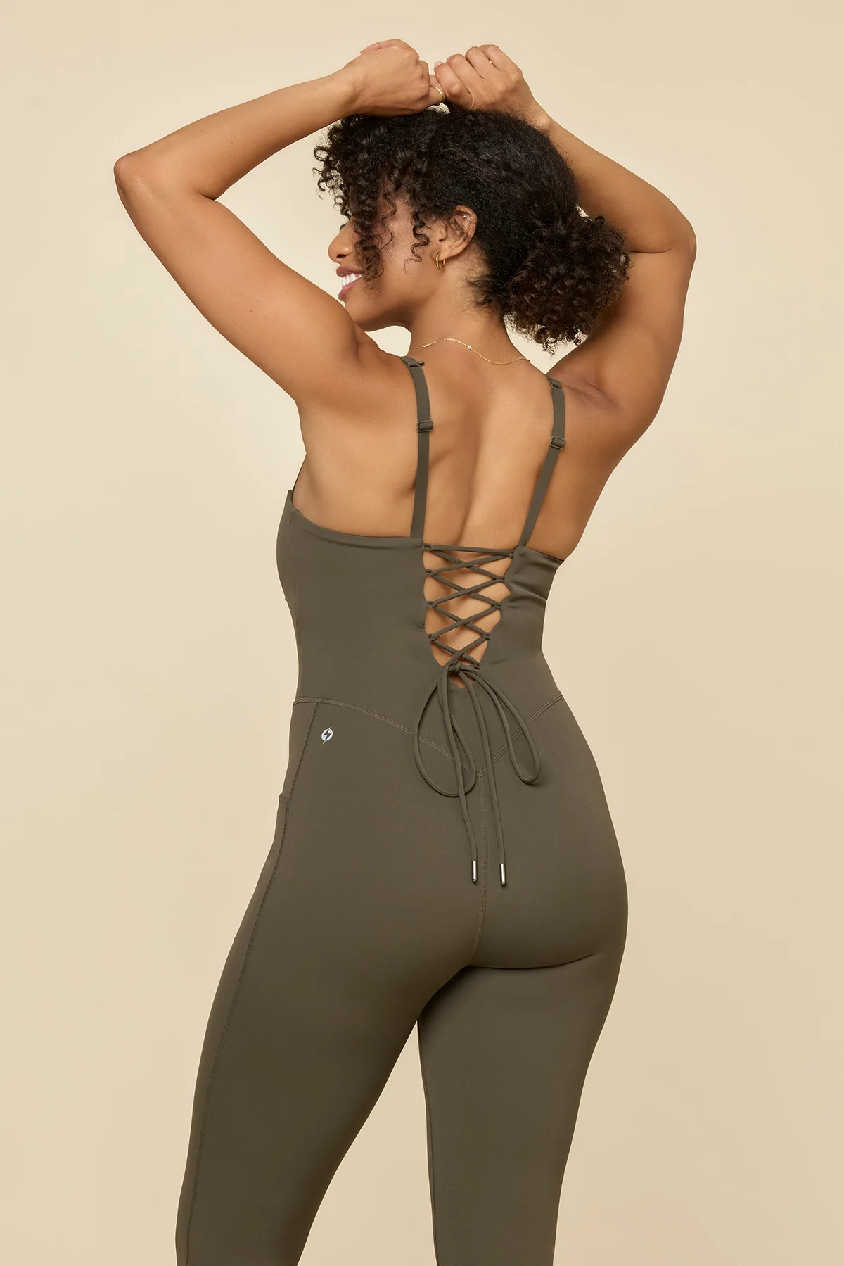 Cinch Up Flare Jumpsuit - Toasted Olive - Image 8