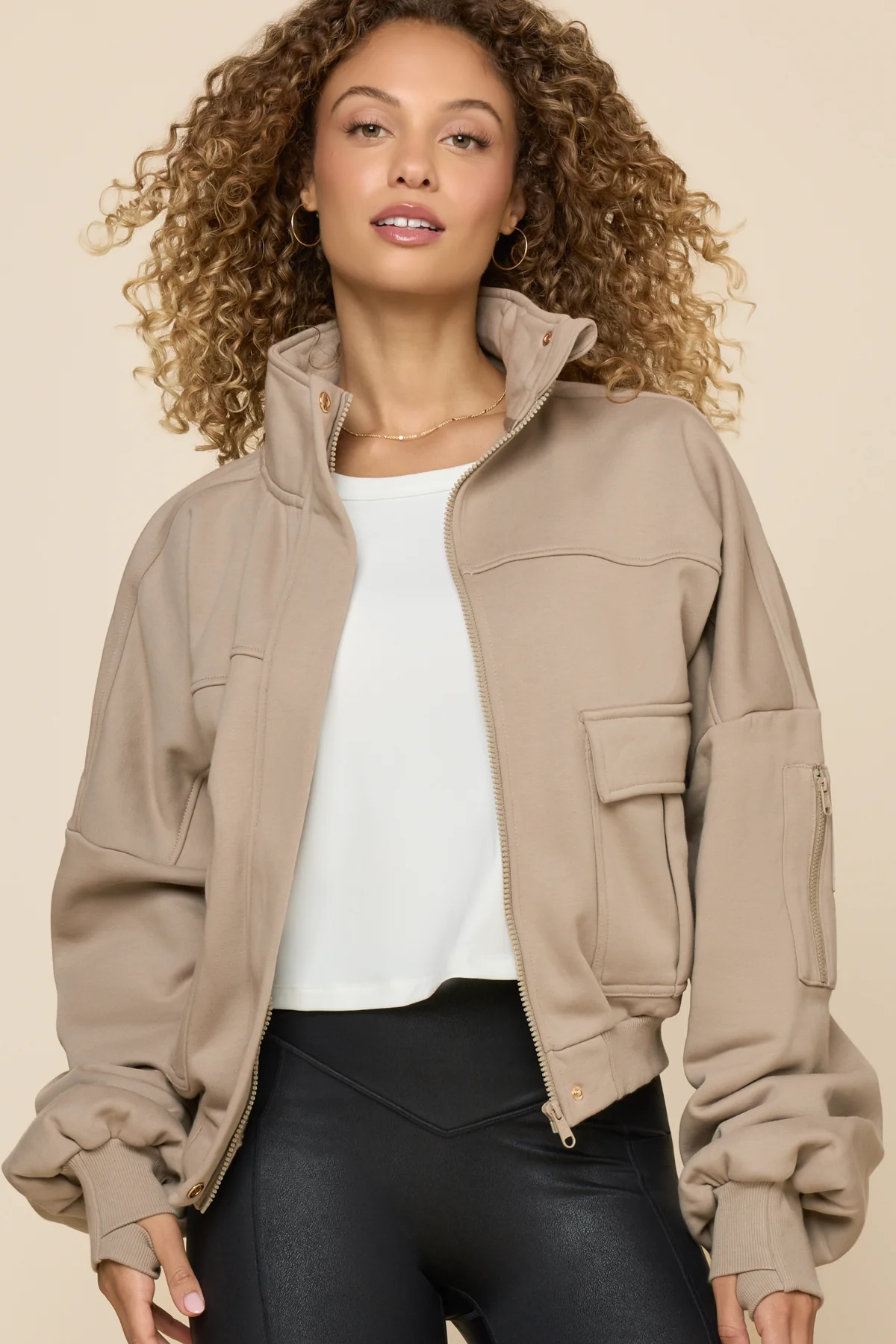 Cloud Bomber Jacket - Taupe - Image 2