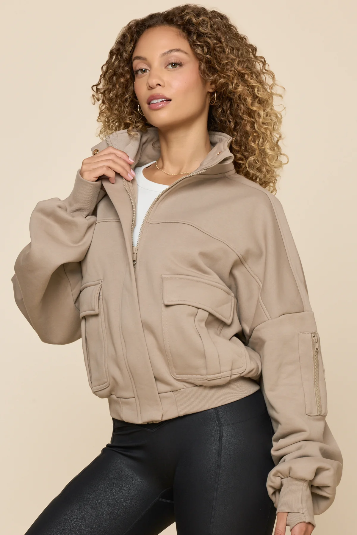 Cloud Bomber Jacket - Taupe - Image 9