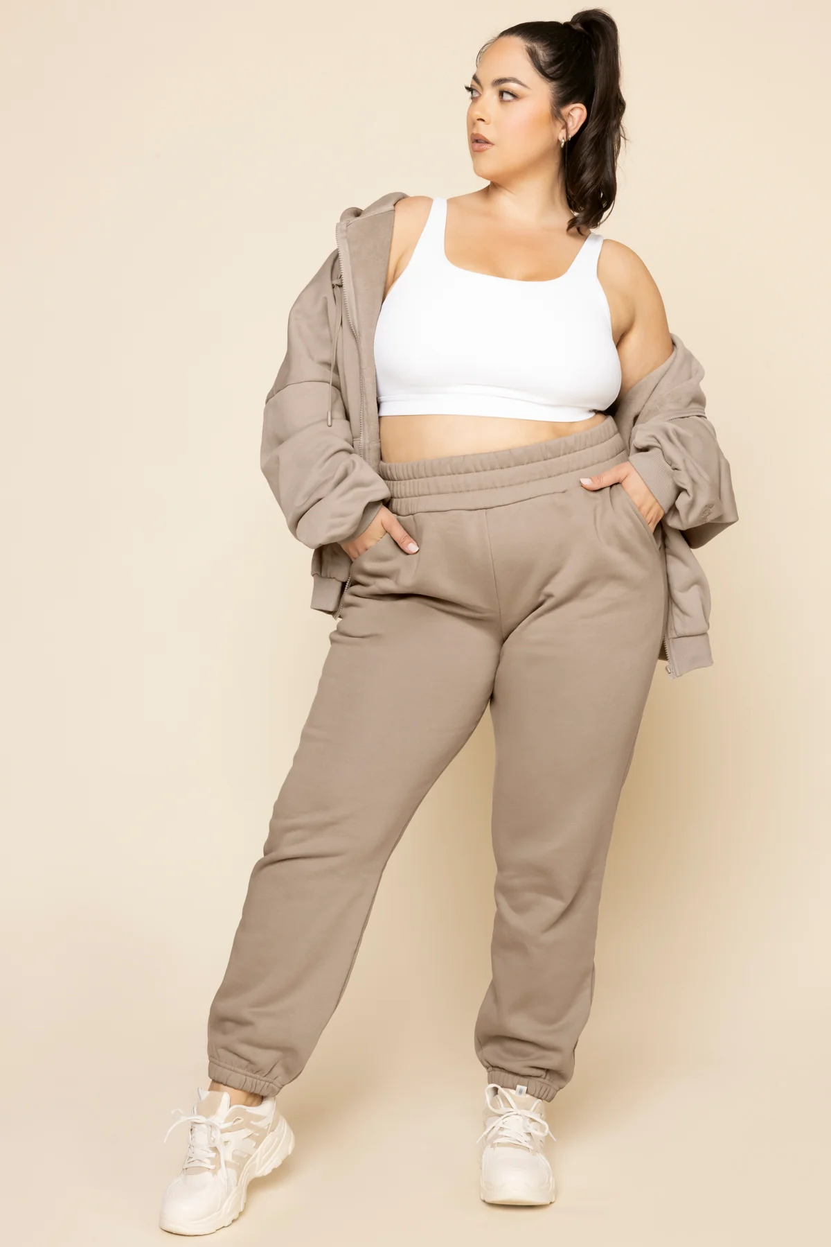 Cloud Rollover Sweatpant - Taupe - Image 4
