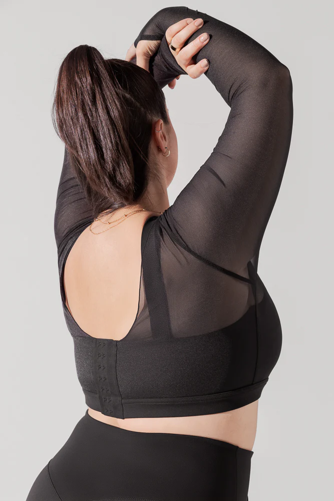 Coquette Long Sleeve Mesh Bra - Black - Image 6