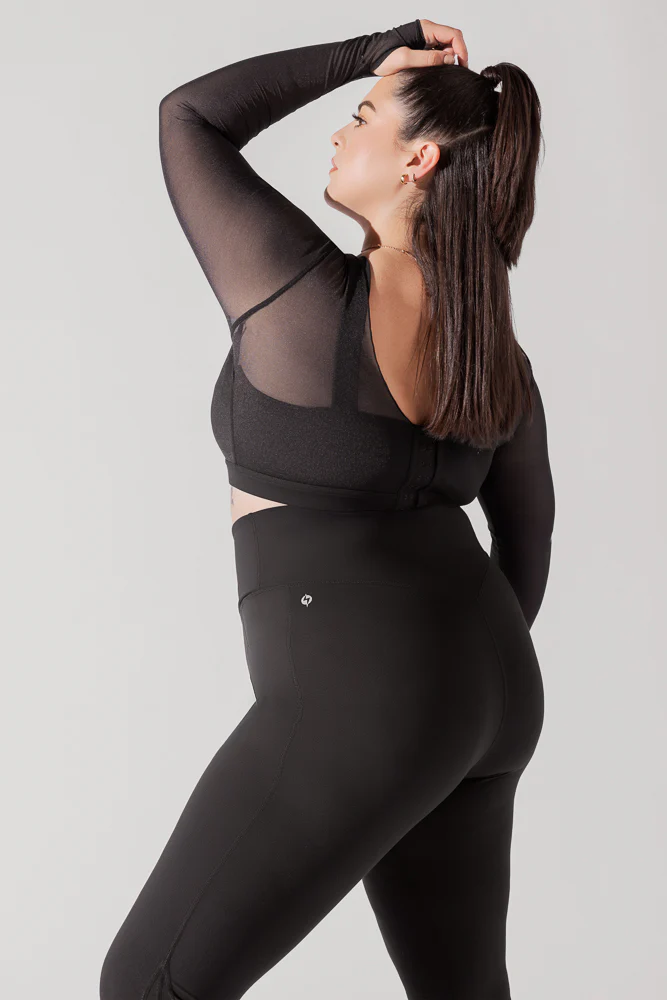 Coquette Long Sleeve Mesh Bra - Black - Image 7