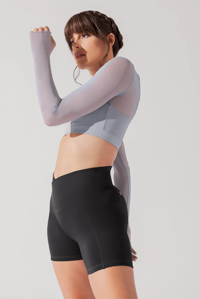 Coquette Long Sleeve Mesh Bra - Blue Stone - Image 7