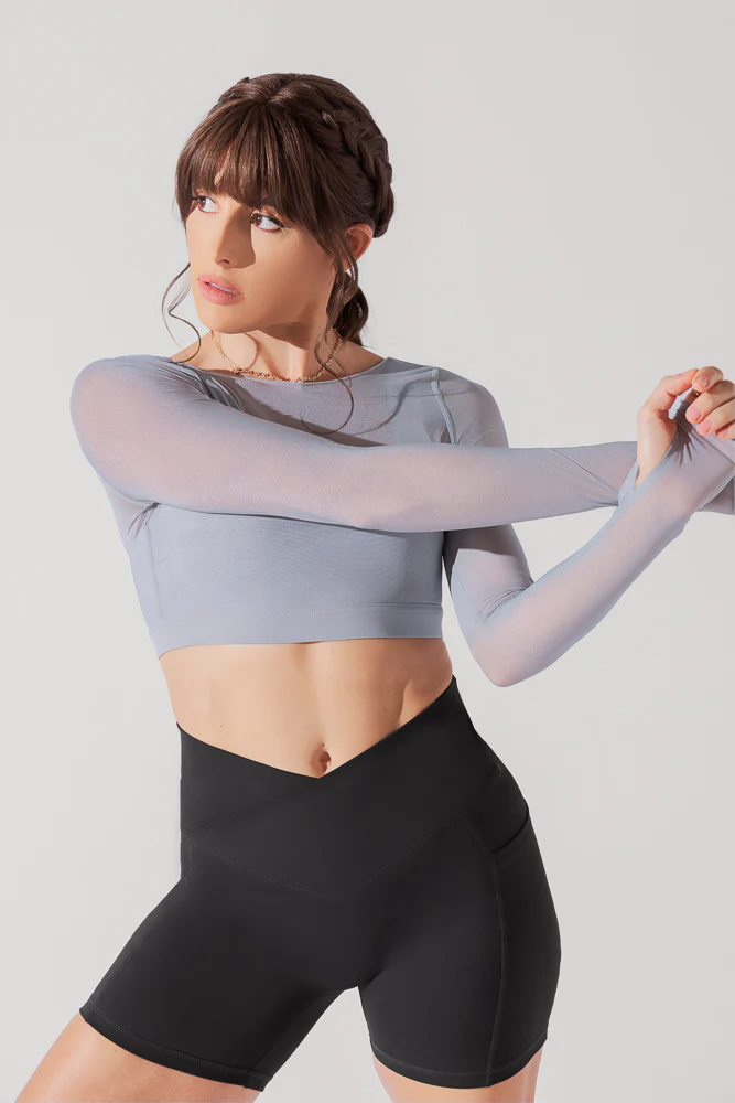 Coquette Long Sleeve Mesh Bra - Blue Stone - Image 9