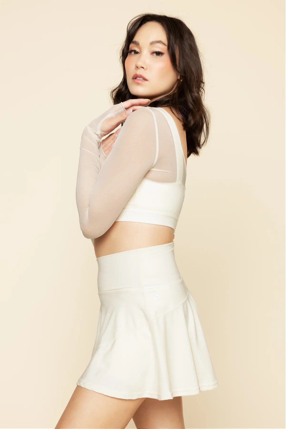 Coquette Long Sleeve Mesh Bra - Ivory - Image 7