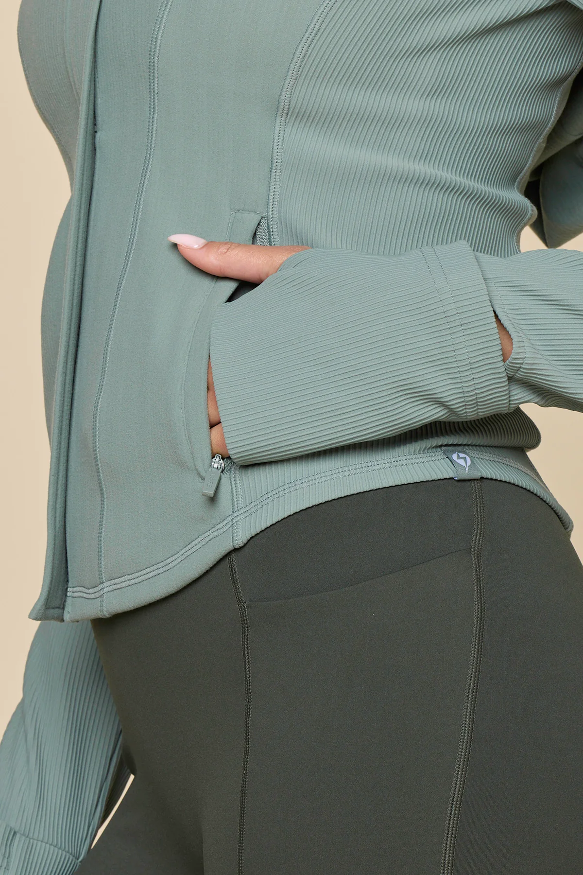 Corset Zip Jacket - Fog Green - Image 5