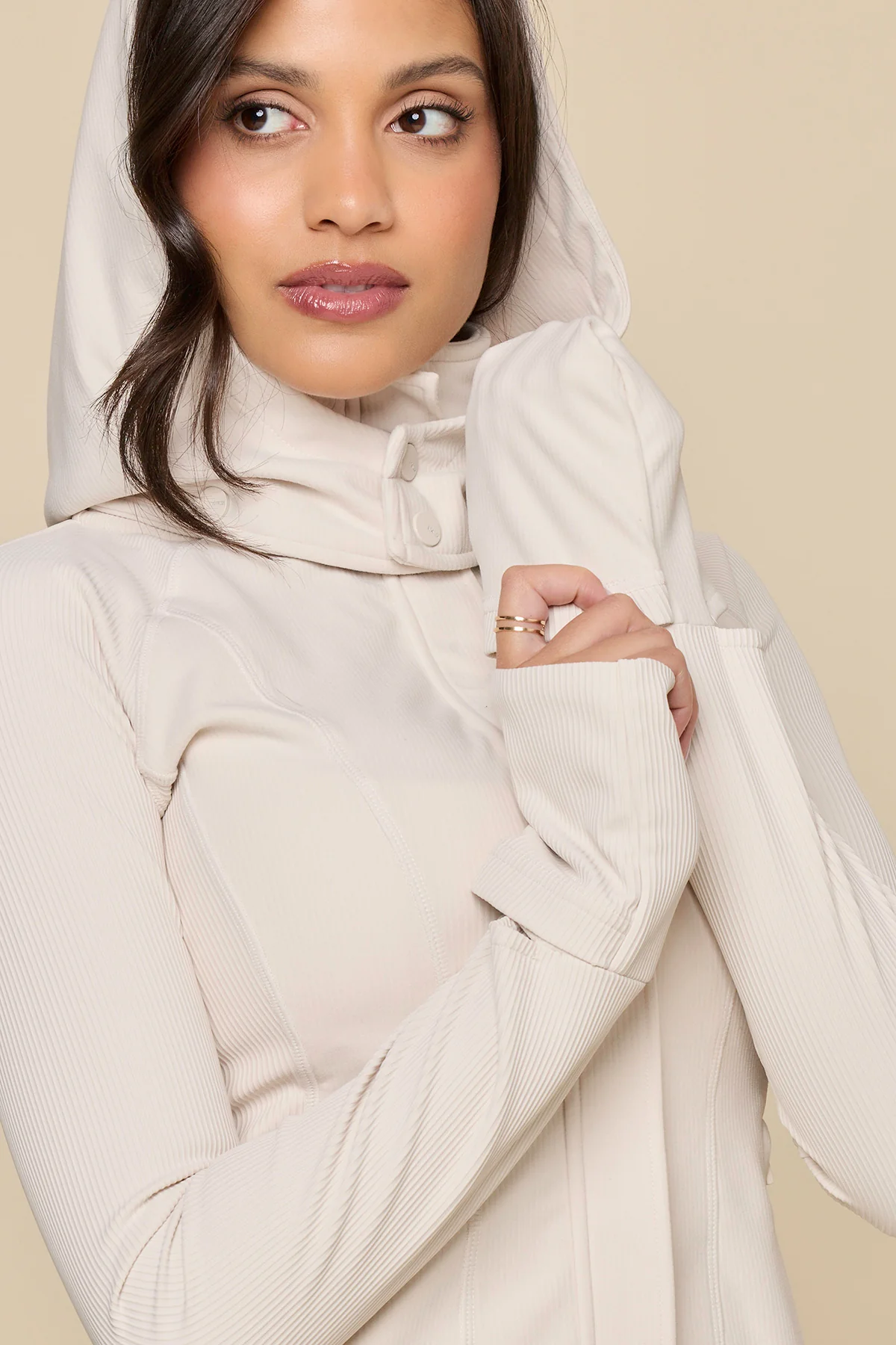 Corset Zip Jacket - Light Sand - Image 7