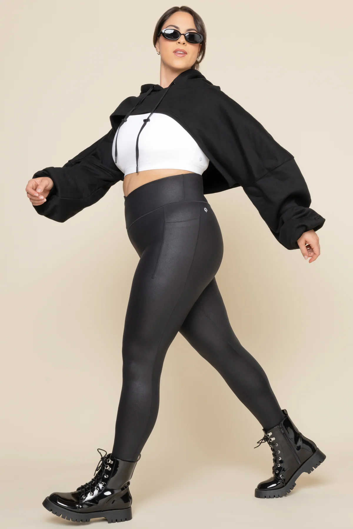 Crisscross Hourglass® Faux Leather Legging with Pockets - Black - Image 6