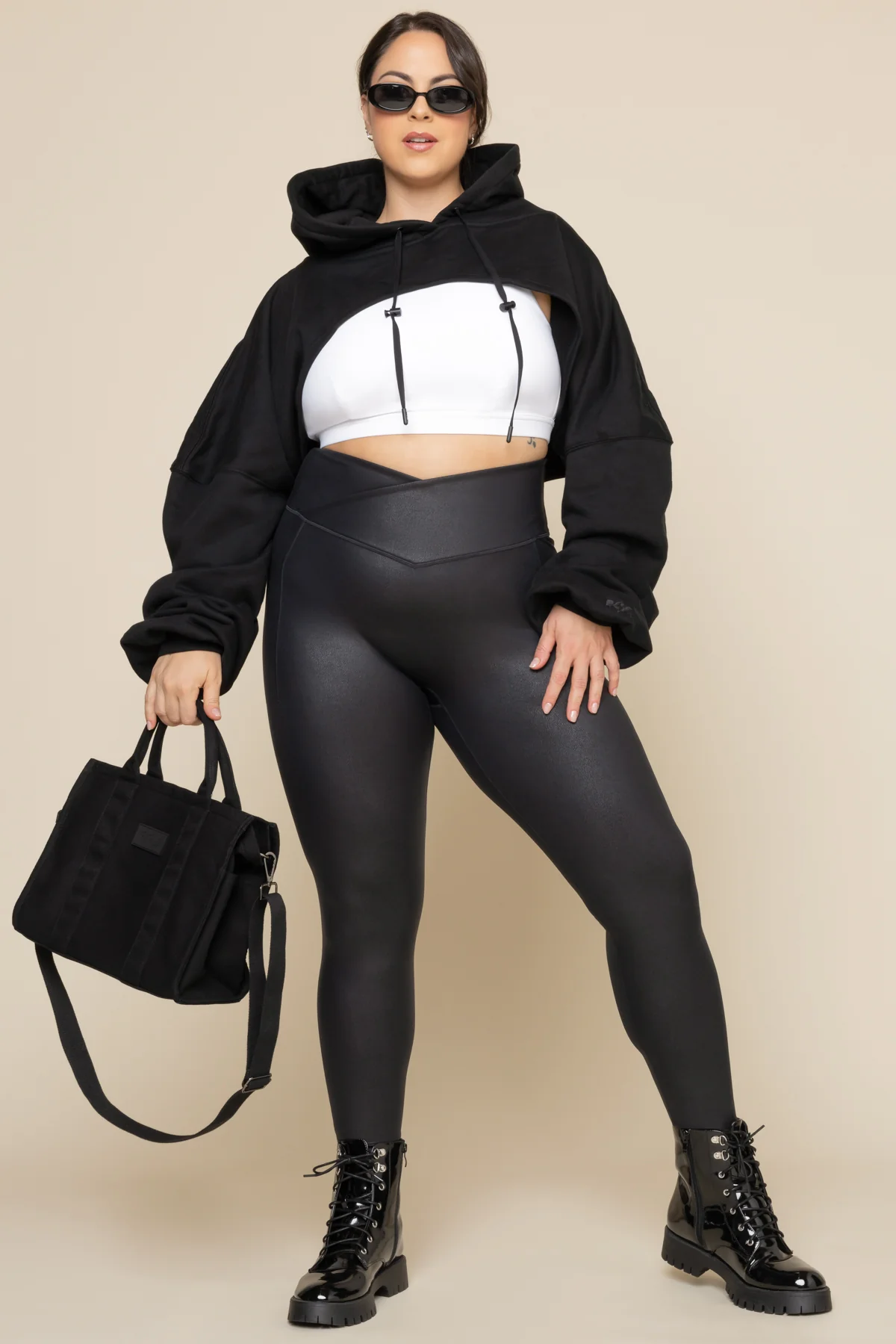 Crisscross Hourglass® Faux Leather Legging with Pockets - Black - Image 9
