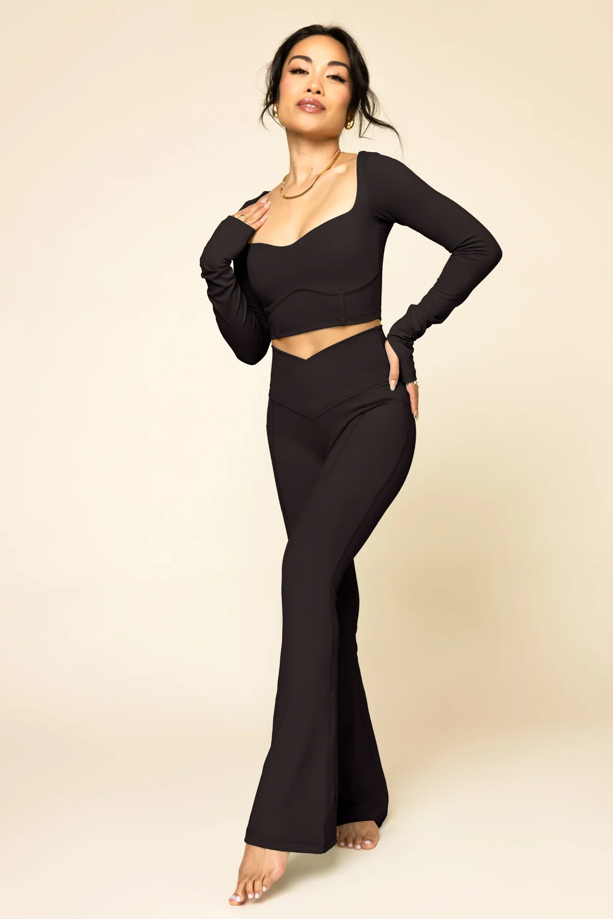 Crisscross Hourglass® Flared Legging with Pockets - Black - Image 6