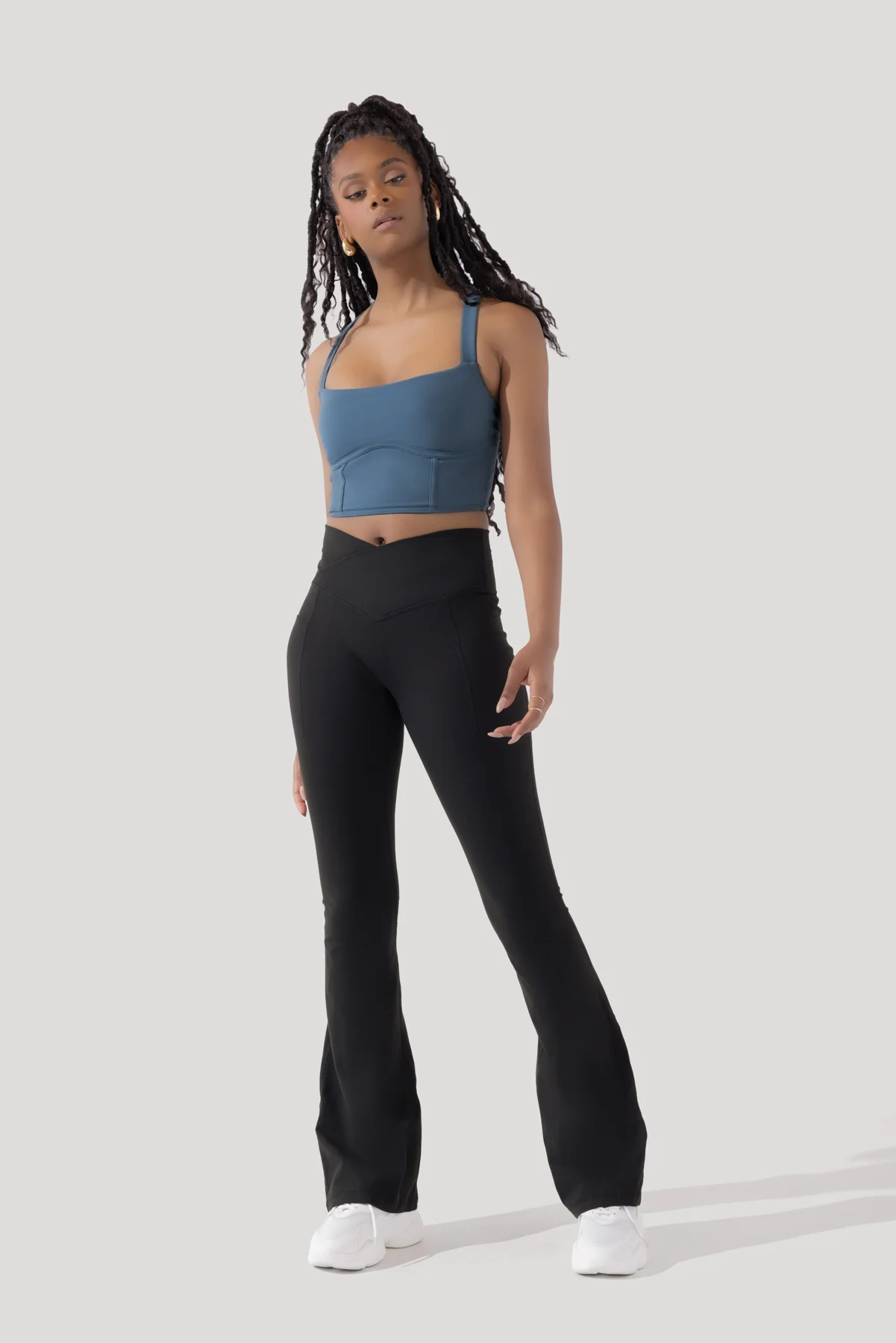 Crisscross Hourglass® Flared Legging with Pockets - Black - Image 9