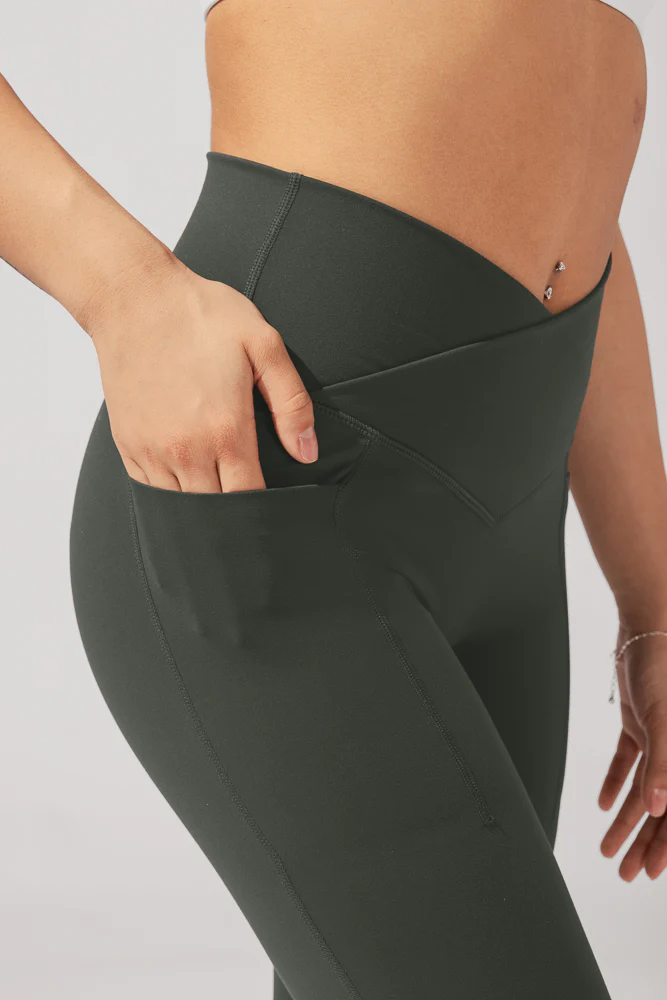 Crisscross Hourglass® Flared Legging with Pockets - Forestwood - Image 6