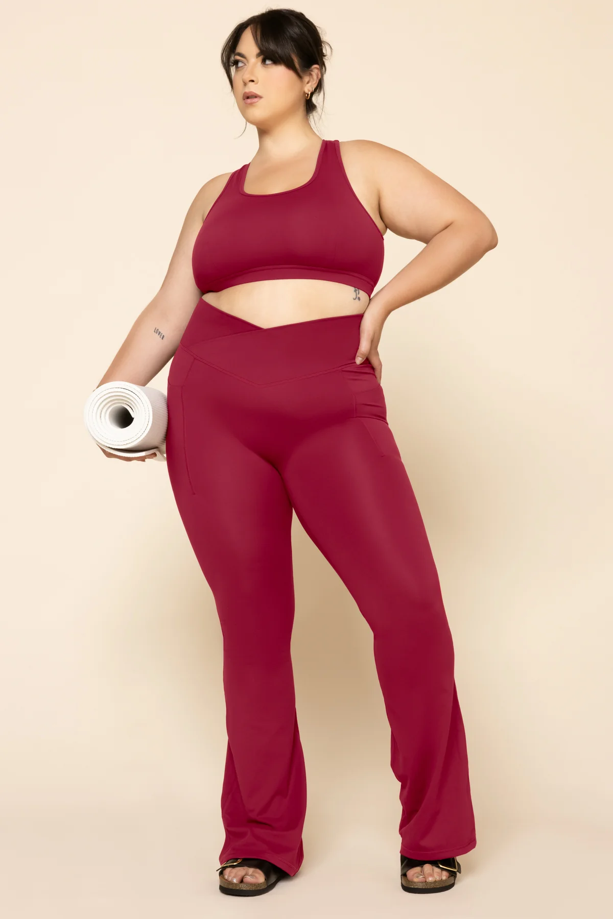 Crisscross Hourglass® Flared Legging with Pockets - Ruby - Image 5
