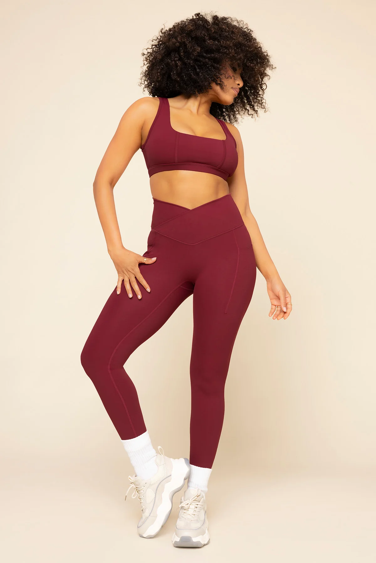 Crisscross Hourglass® Legging with Pockets - Crimson - Image 3