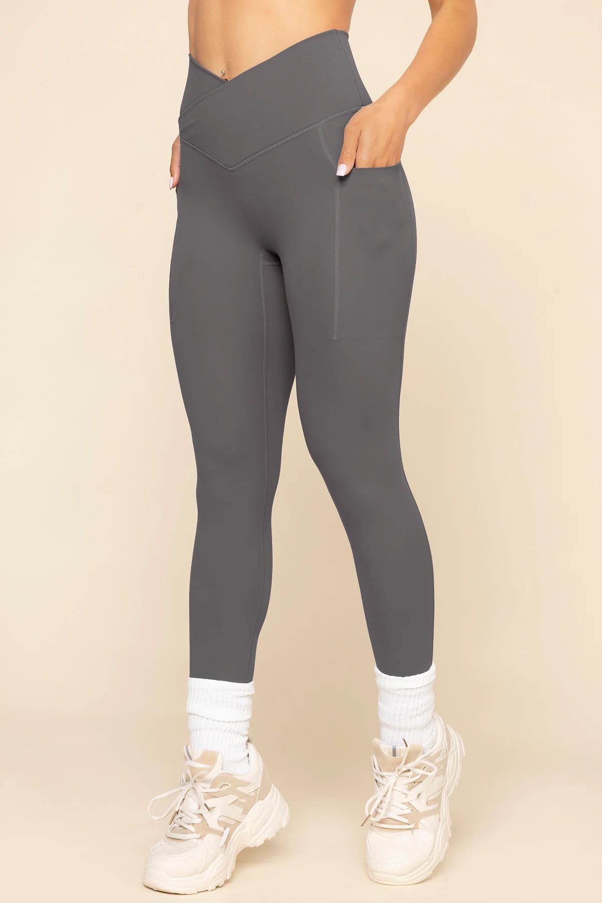 Crisscross Hourglass® Legging with Pockets - Slate - Image 9