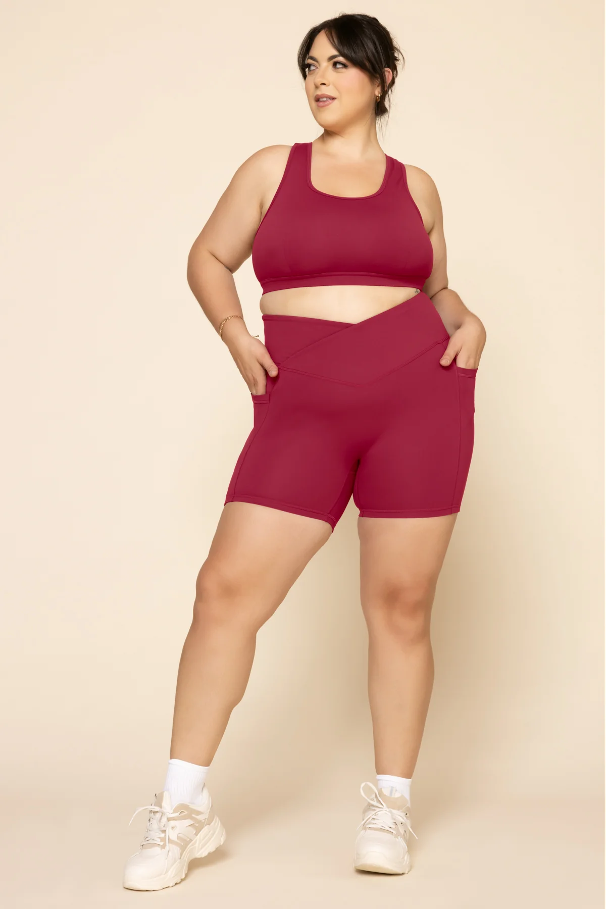 Crisscross Hourglass® Midi Shorts with Pockets - Ruby - Image 5