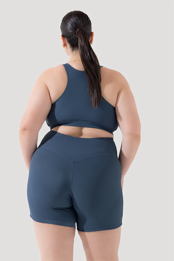 Crisscross Hourglass® Midi Shorts with Pockets (Ribbed) - Dark Navy - Image 10