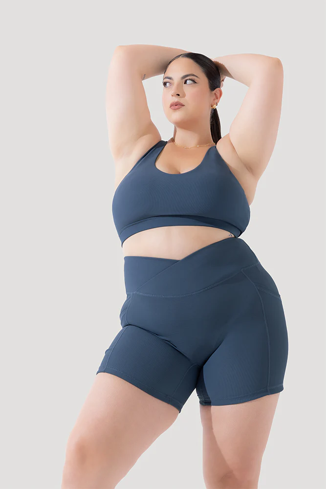 Crisscross Hourglass® Midi Shorts with Pockets (Ribbed) - Dark Navy - Image 2