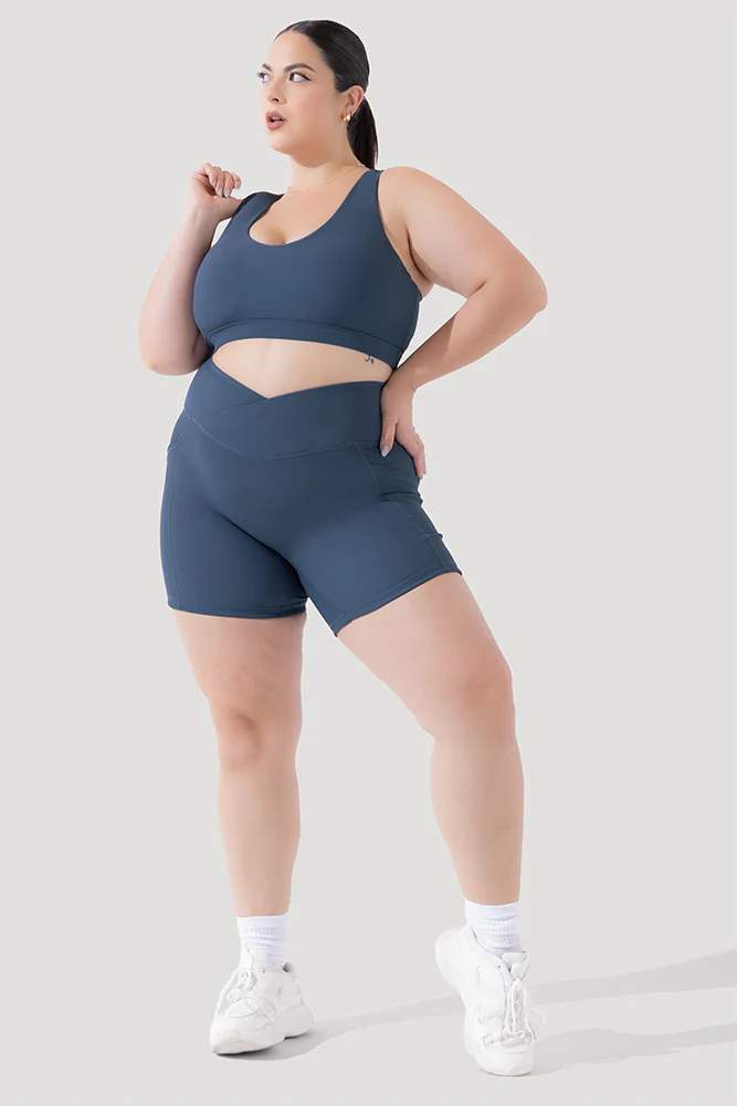 Crisscross Hourglass® Midi Shorts with Pockets (Ribbed) - Dark Navy - Image 5
