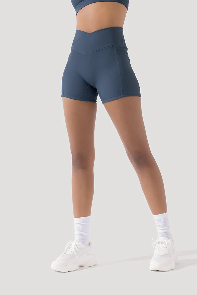 Crisscross Hourglass® Midi Shorts with Pockets (Ribbed) - Dark Navy - Image 6