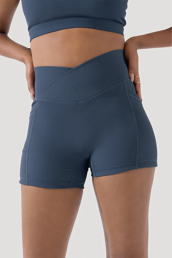 Crisscross Hourglass® Midi Shorts with Pockets (Ribbed) - Dark Navy - Image 7