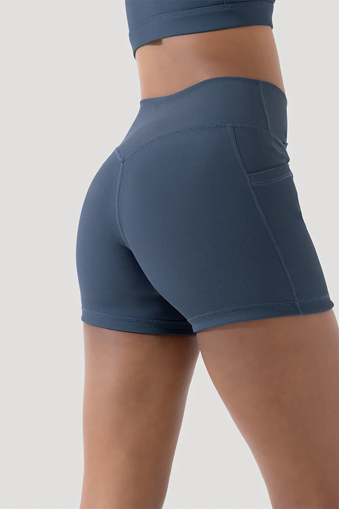 Crisscross Hourglass® Midi Shorts with Pockets (Ribbed) - Dark Navy - Image 9
