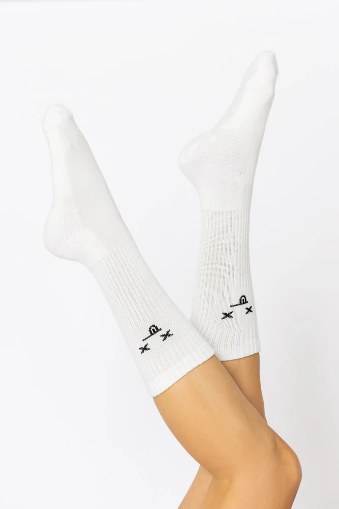 Dead Face Mid-Calf Gym Socks - White - Image 2