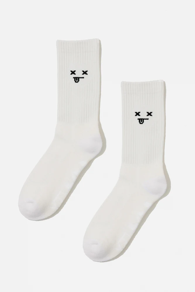 Dead Face Mid-Calf Gym Socks - White - Image 3