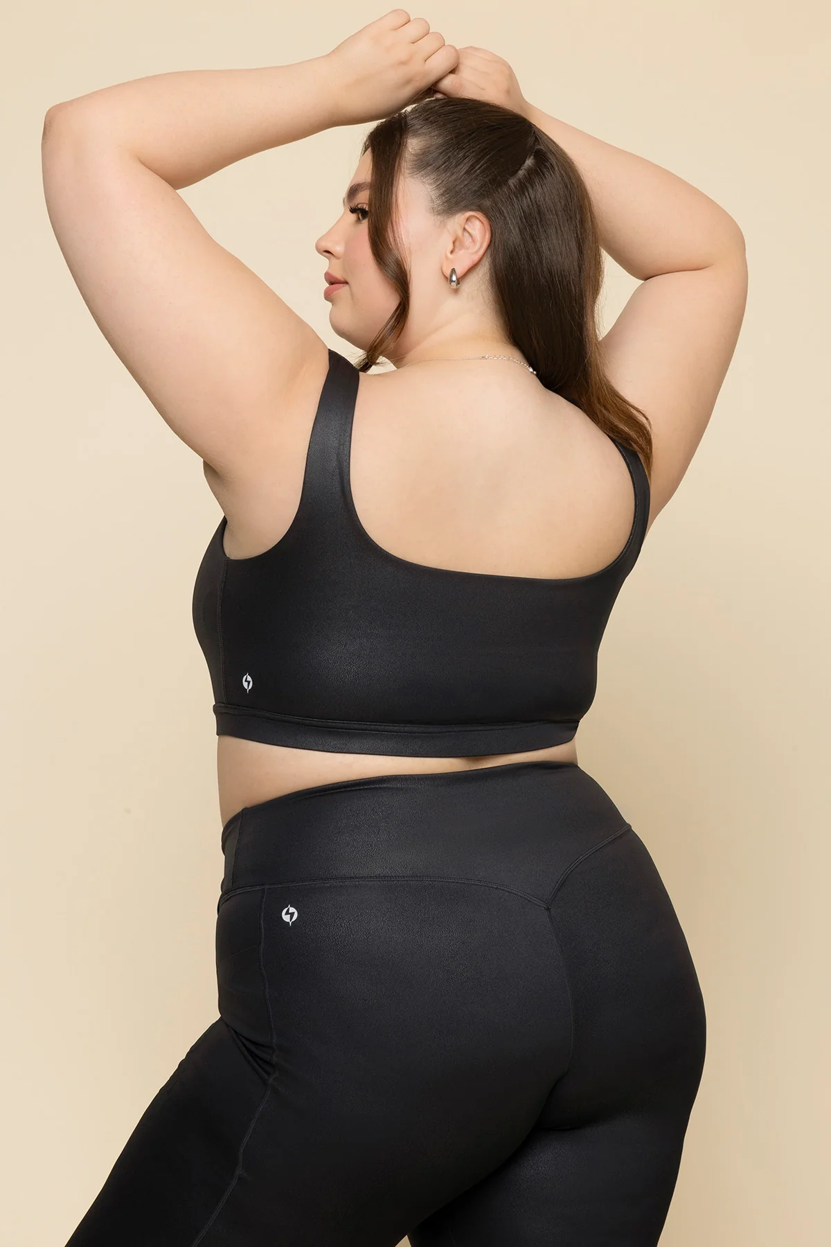 Faux Leather Tone Bra - Black - Image 6