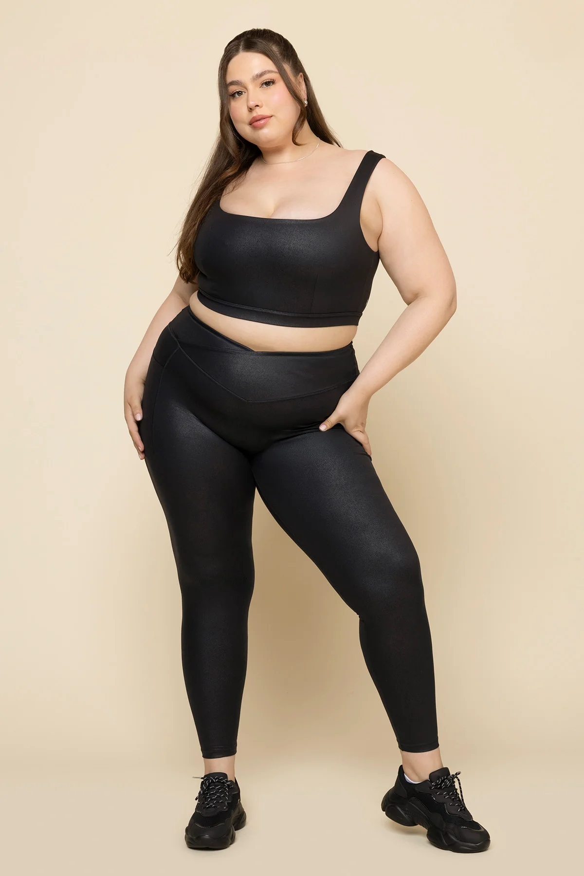 Faux Leather Tone Bra - Black - Image 7